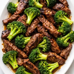 Sizzling beef strips and vibrant broccoli florets tossed in a glossy savory sauce in a hot wok