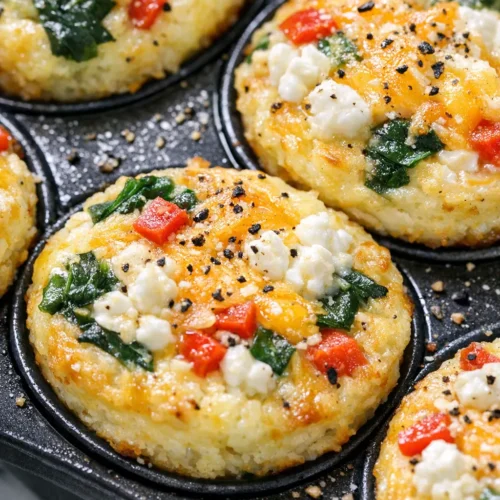 Golden-brown high-protein egg muffins with a fluffy yet firm texture, baked in a muffin tin.