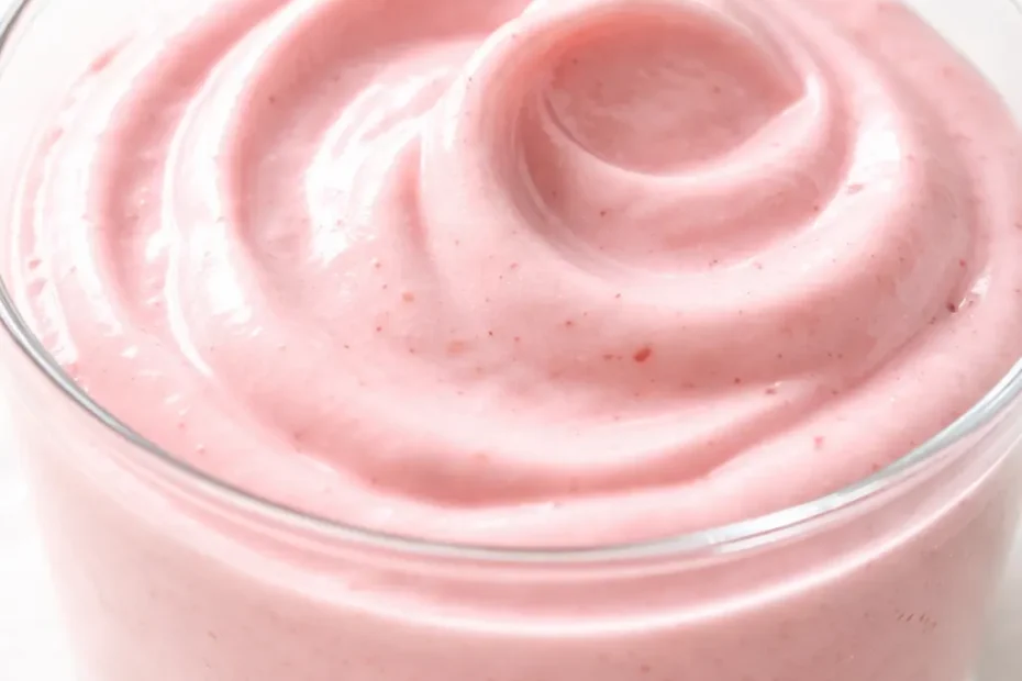 Light and creamy easy fresh strawberry mousse garnished with sliced strawberries, showcasing its smooth texture and vibrant pink color.