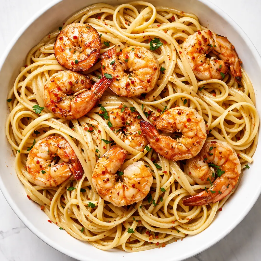 Creamy garlic sauce coats succulent shrimp and pasta in a skillet, a quick 30-minute easy marry me shrimp pasta.