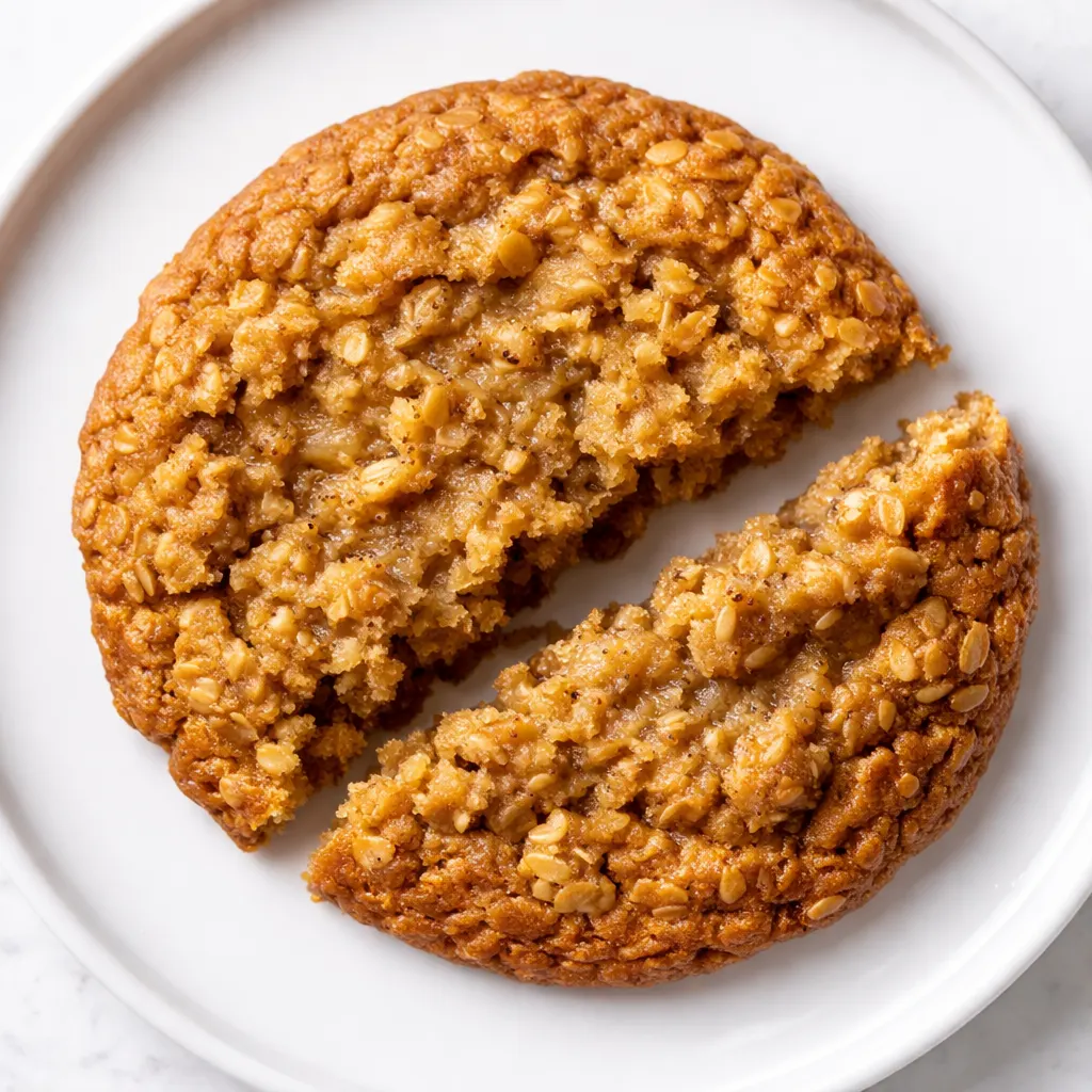 Golden brown healthy oatmeal breakfast cookies with chewy oats, dark chocolate chips, and a slightly crisp edge on a cooling rack.