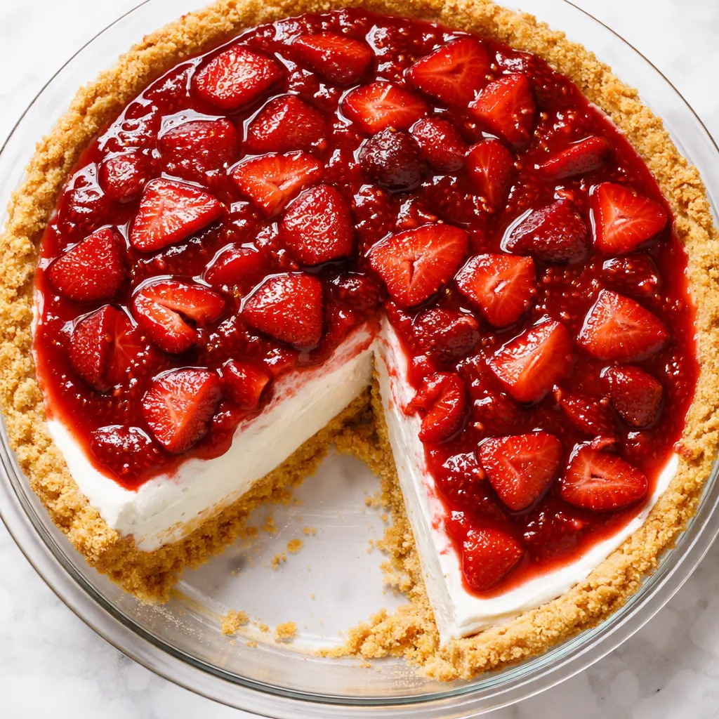 Layering fresh strawberries and creamy filling into a graham cracker crust for strawberry shortcake freezer pie, ensuring a crisp texture.