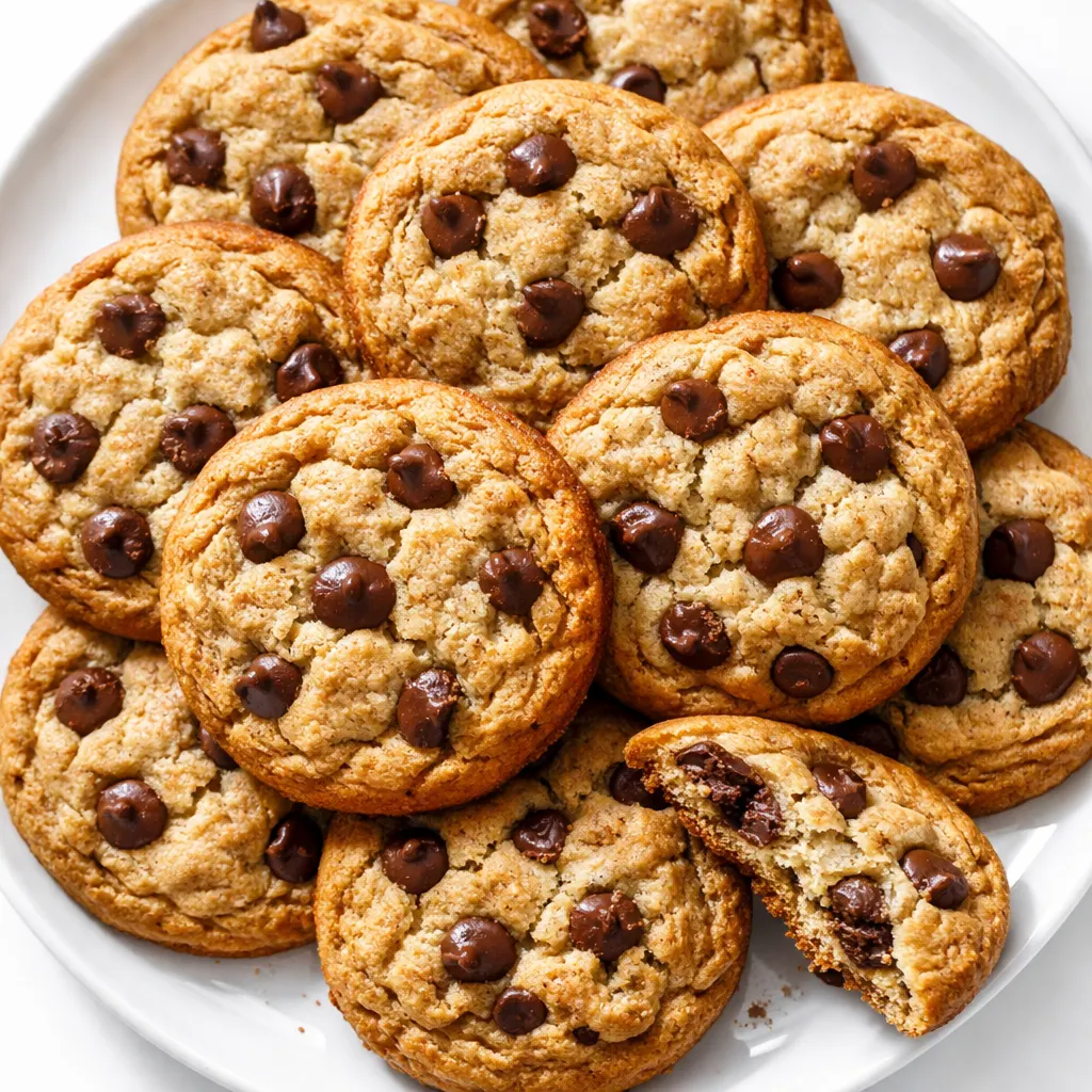 Soft chocolate chip banana cookie dough with glossy brown texture, studded with dark chocolate chips and speckled with banana.