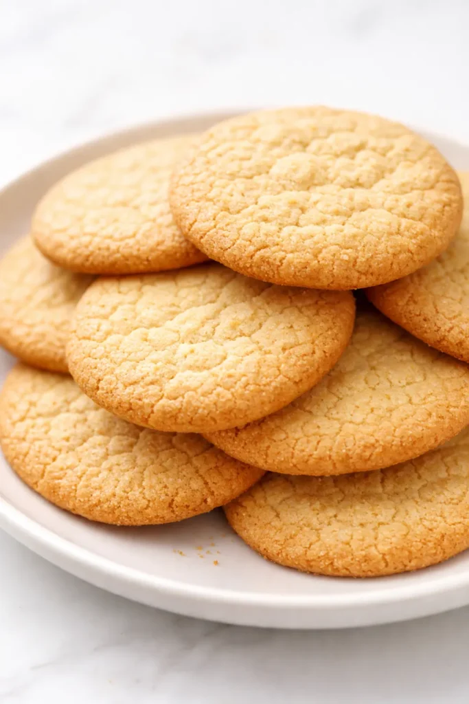 Golden brown vanilla wafers with a crisp snap and delicate crumb, stacked on a cooling rack.