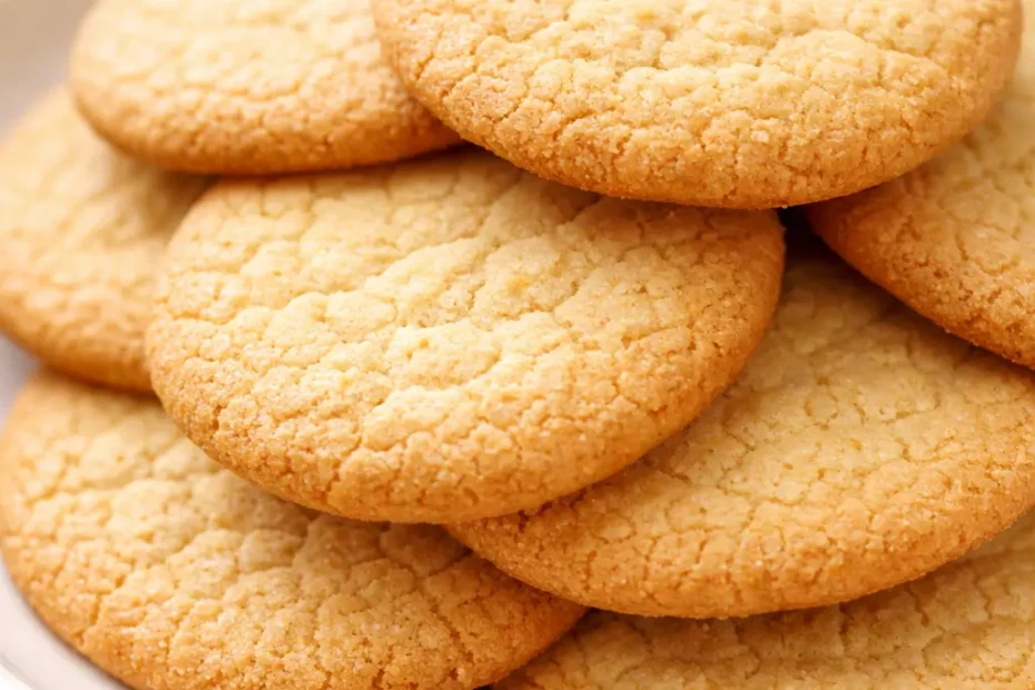 Golden brown vanilla wafers with a crisp snap and delicate crumb, stacked on a cooling rack.
