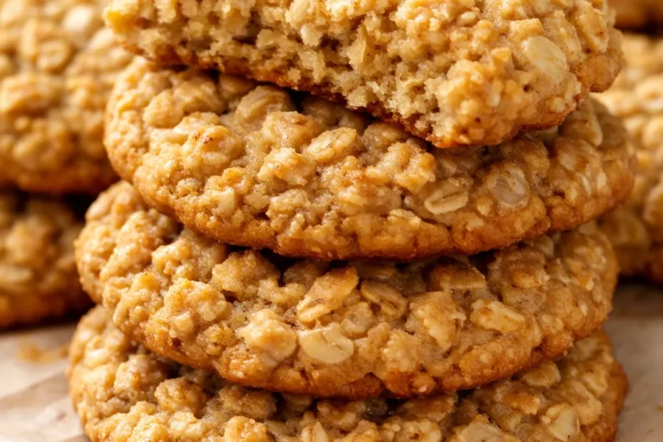Stack of healthy oatmeal breakfast cookies with chocolate chips, golden brown edges, and chewy texture on a white plate.
