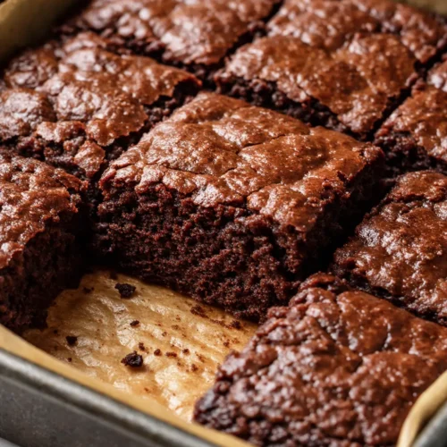 Fudgy healthy zucchini brownies with a rich chocolate color and moist, gooey texture, cut into squares on a plate.