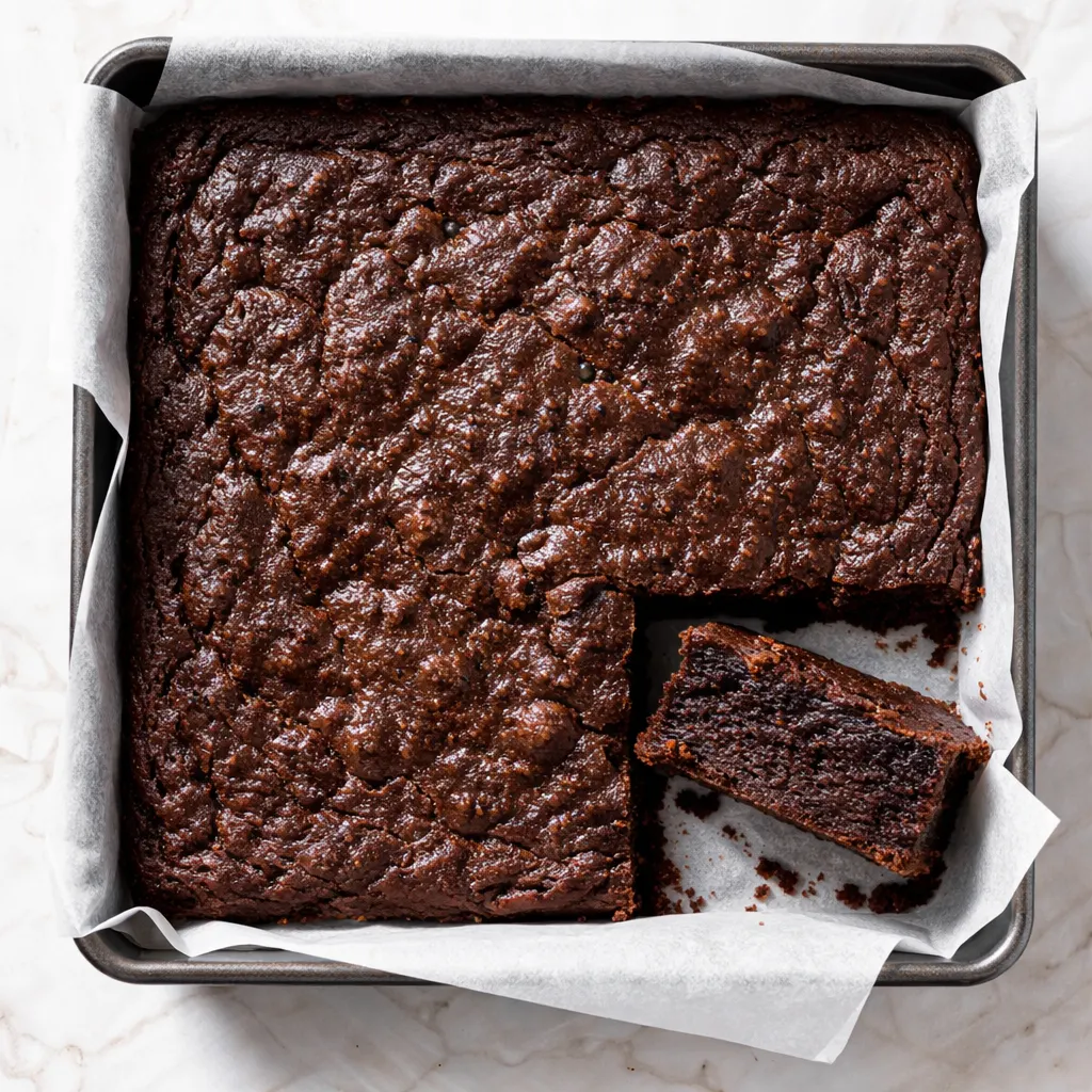 Grated zucchini mixed into dark chocolate batter for healthy zucchini brownies that are fudgy, not cakey.