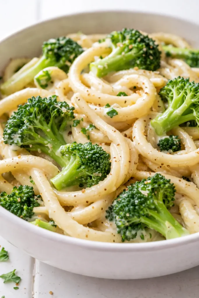 Creamy one pot broccoli pasta with tender pasta, vibrant green broccoli florets, and a smooth, cheesy sauce that coats every bite.