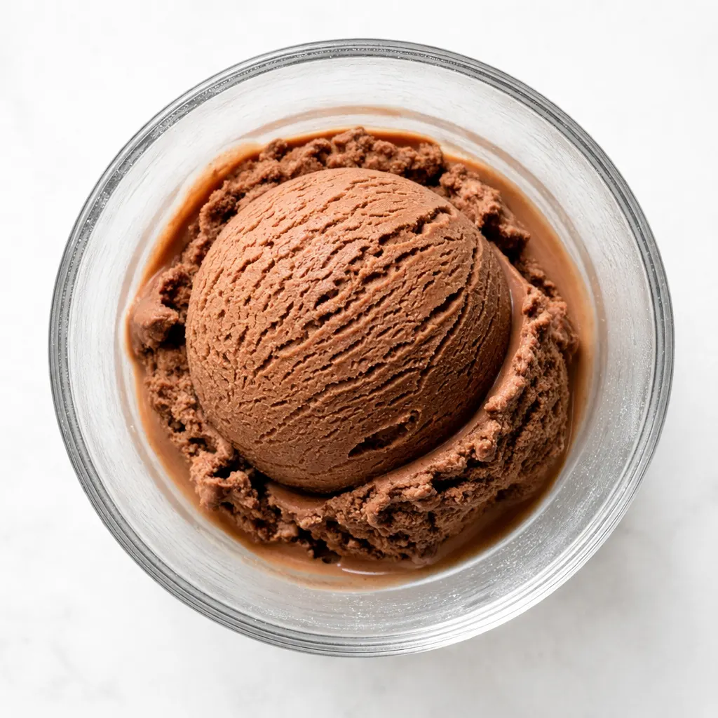 Smooth chocolate custard simmers in a saucepan, the base for silky homemade chocolate ice cream that avoids iciness.