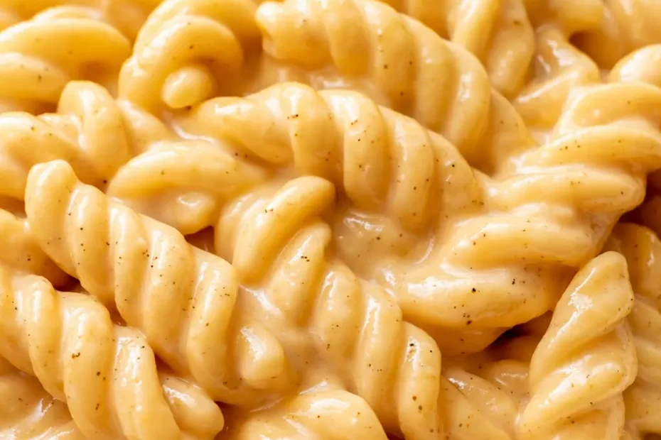 Creamy spicy pasta sauce coating fettuccine, with red chili flakes and fresh basil, rich orange hue.