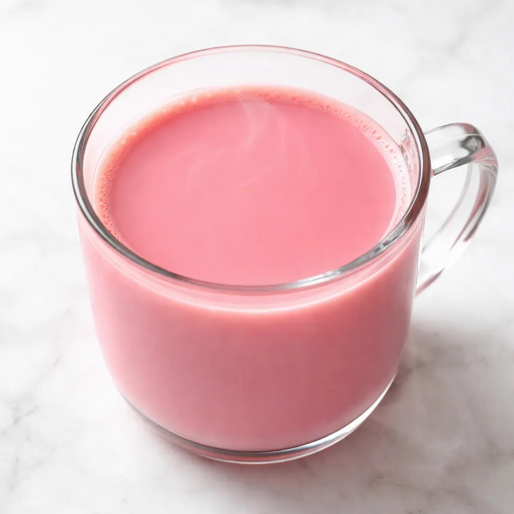 Kashmiri noon chai turning pink as it is whisked, with frothy bubbles and tea leaves in a traditional pan.