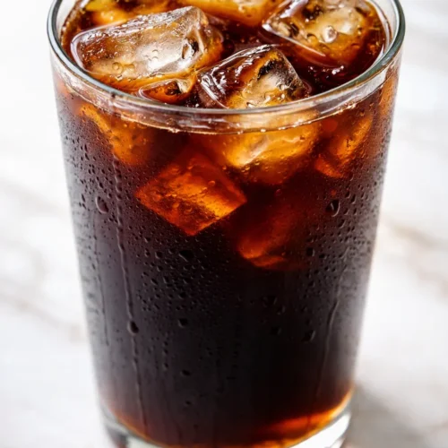 Homemade Starbucks iced coffee copycat in a tall glass with dark roast coffee, creamy swirl, and ice cubes